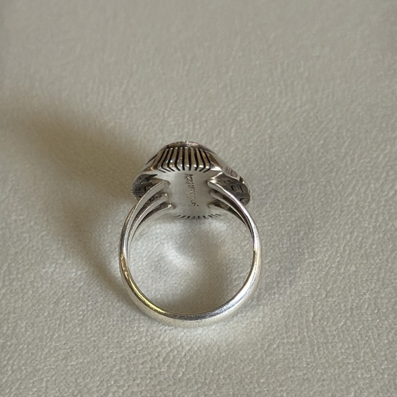 Navajo Handmade vintage Silver and Turquoise Inlay Ring size 9 - Picture 5 of 14